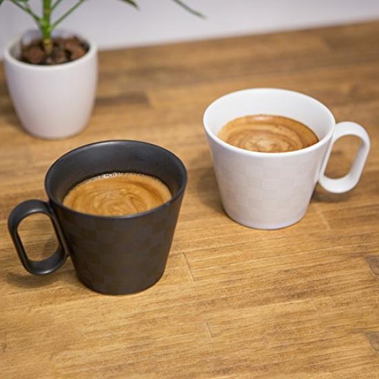 Wired Beans Lifelong Arita Ware Regular Checkered Pattern 240ml Matte or White Perfect for Retirement or as a Memento Mugs, Mugs, (Black Matte),