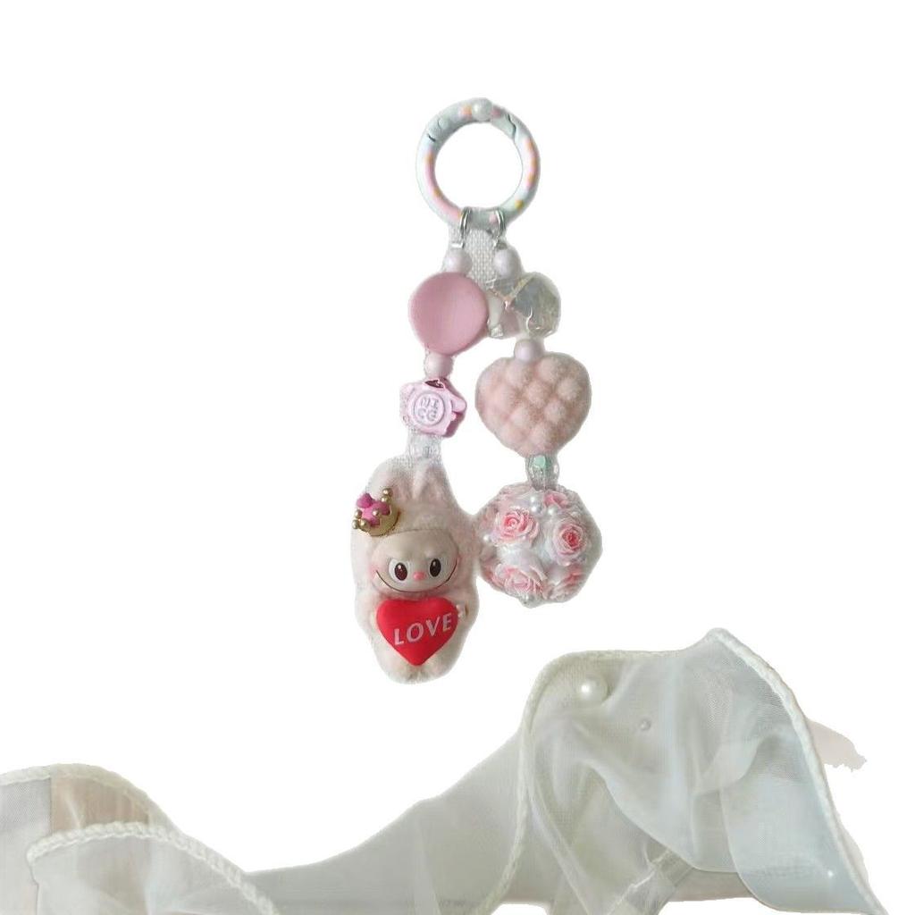 Cute Cute Love Handmade Beaded Keychain Mobile Phone Chain Pendant Bag Pendant Ins Wind