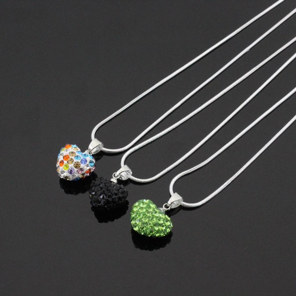 Versatile Rhinestone Heart Necklace with Diamond-Clay Pendant