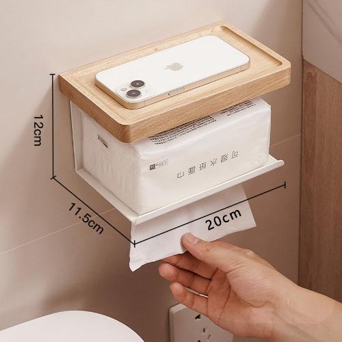 Wooden Toilet Paper Holder Bathroom Wall Mount WC Paper Phone Holder Shelf Storage Towel Roll Shelf Accessories DROPSHIPPING