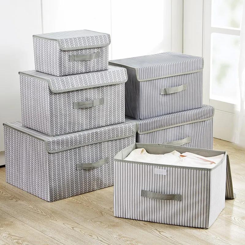 Large Cube Non-Woven Folding Storage Box - Lid Included, Organizer for Toys In Bedroom, Closet & Nursery