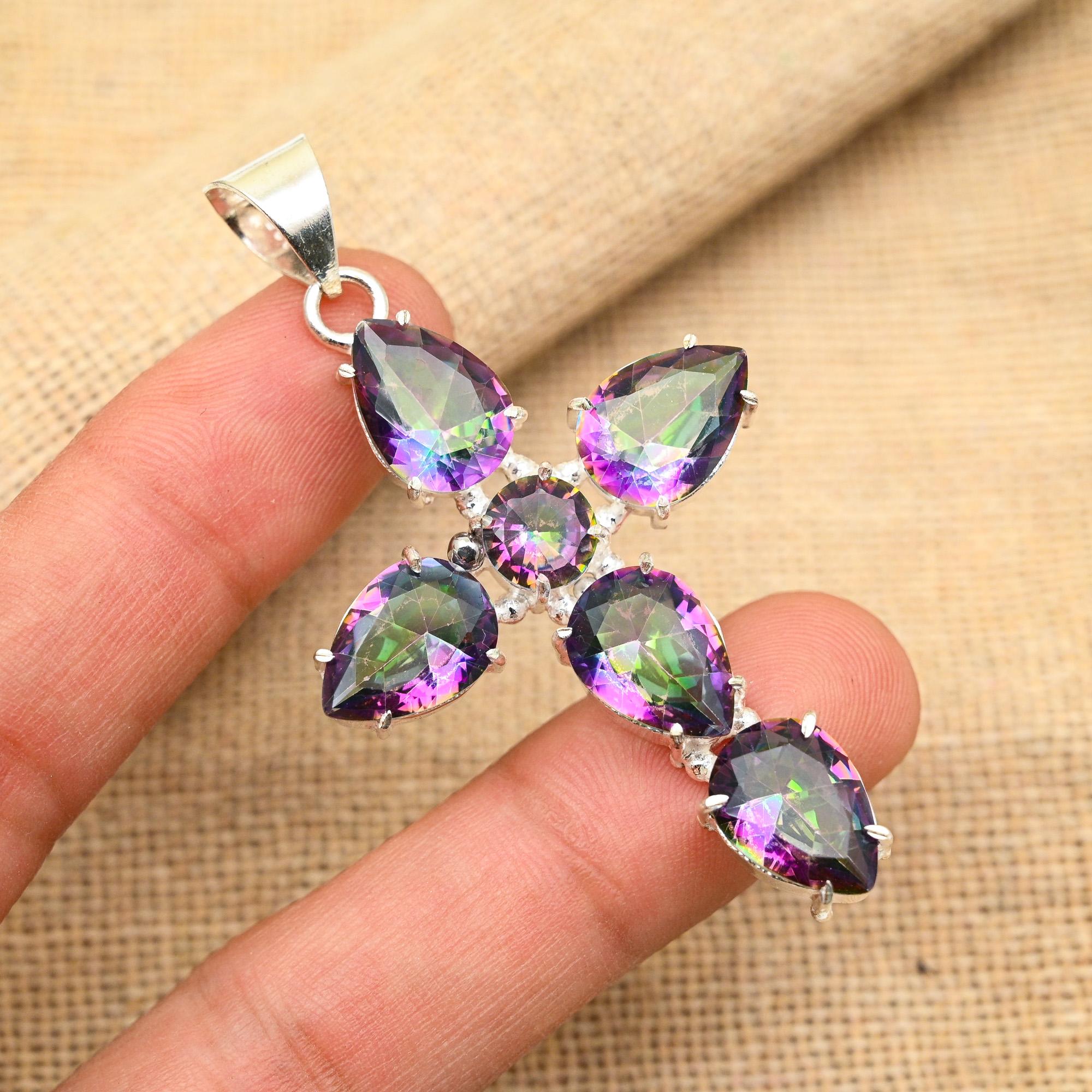 

Удивительный кулон из стерлингового серебра 925 пробы с драгоценным камнем ручной работы и мистическим топазом