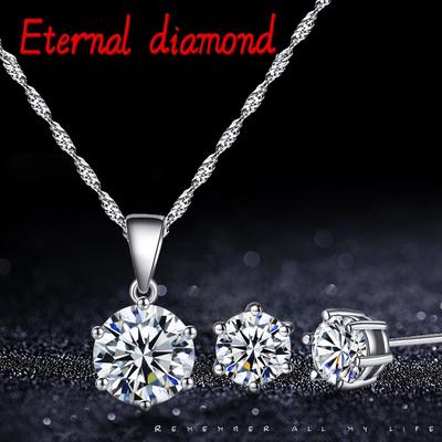 Women Necklace Charm Pendant Jewelry Gifts Necklace Ear Stud Set