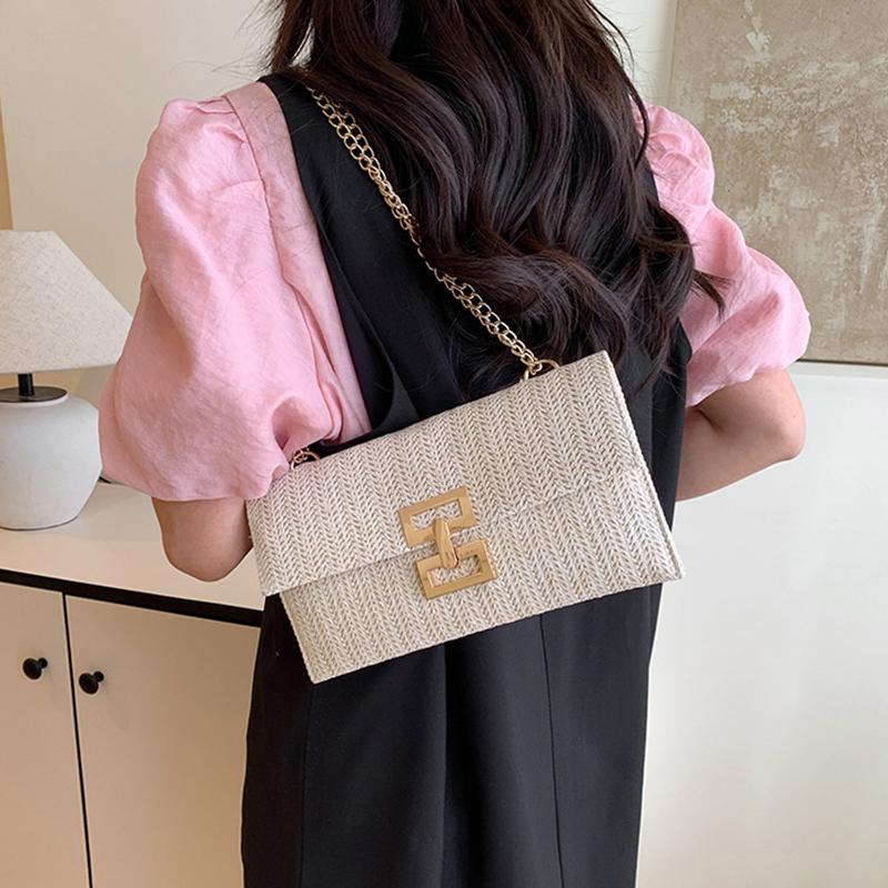 Damen Handtasche Mobile Geldbörse Sommer Strand Böhmischer Stil Handtasche Gewebte Kette Crossbody Schultertasche für Mädchen