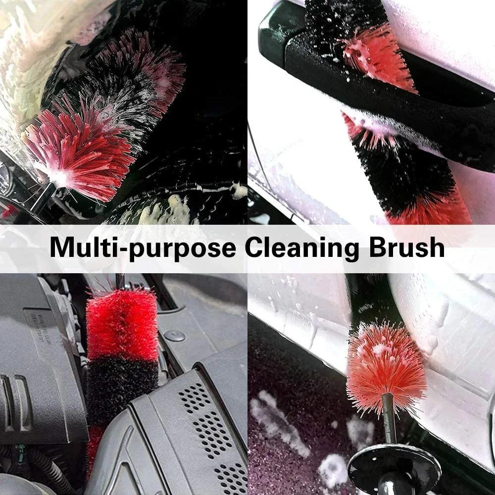 Car engine cleaning brush, motorcycle wheel cleaning brush, engine oil stains and dirt brush head brush, long handle brush parts