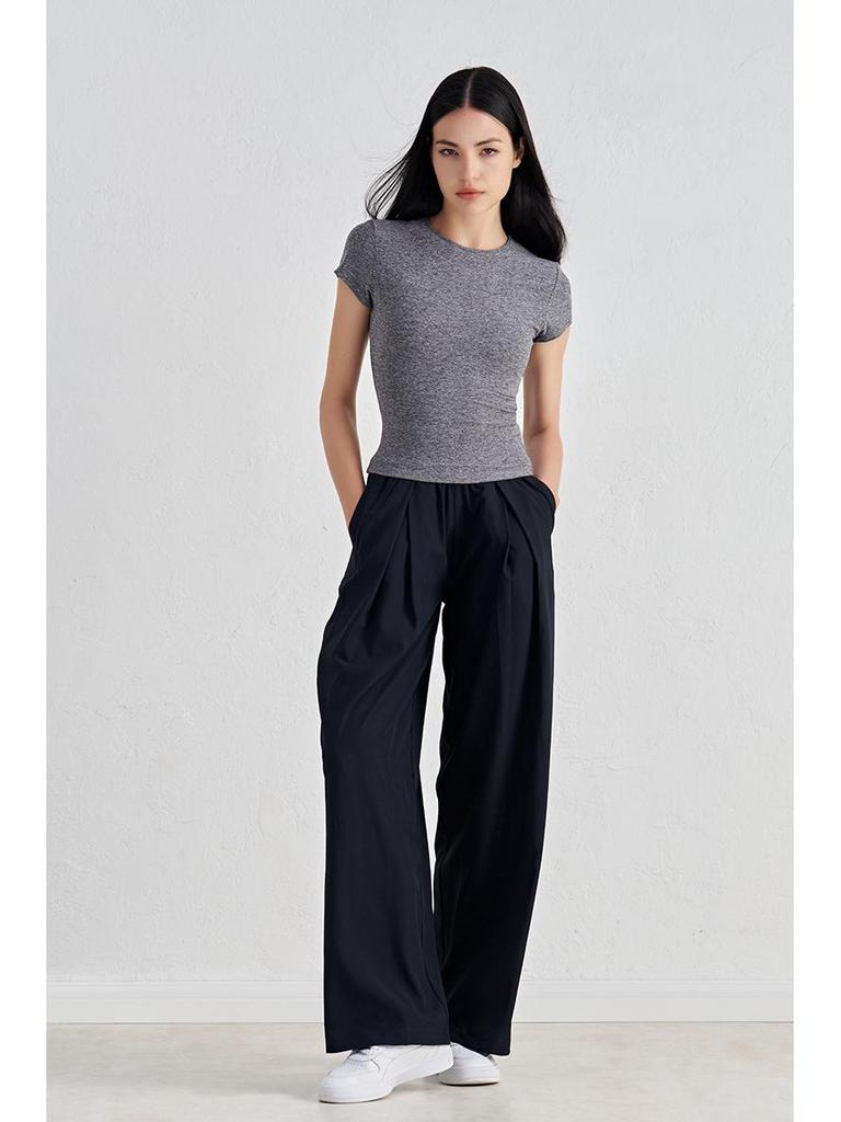 Women's Slimming Waist Yoga T-Shirt - Comfortable Short Sleeve Casual Gym and Yoga Top