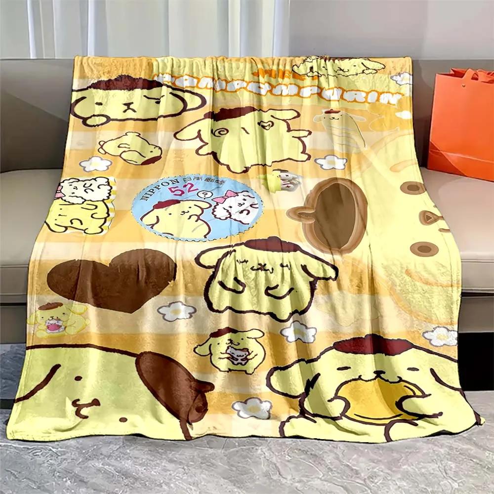 Pom Pom Purin Printed Blanket Kawaii Dog Cartoon Flannel Fluffy Soft Blanket for Adult Plush Sofa  Picnic Beach Towel
