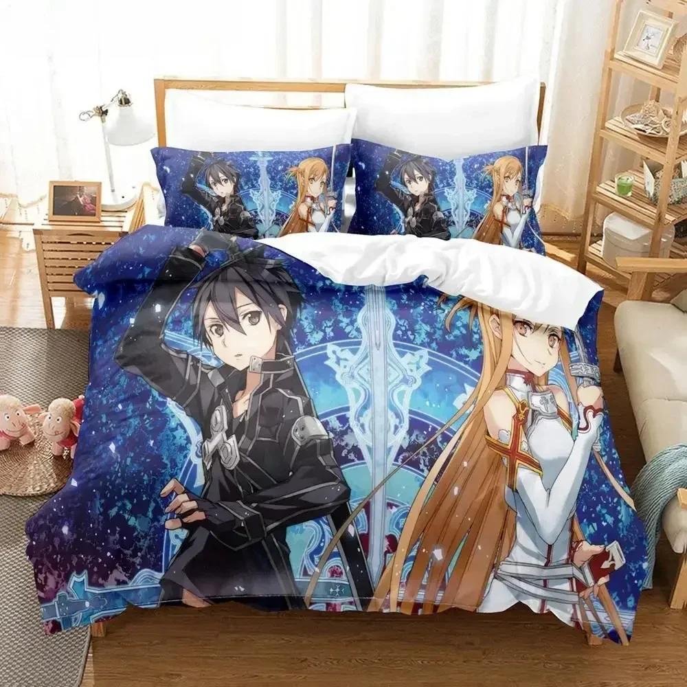 Top 3D  Sword Art Online Bedding Sets Home Textile Pillow Case 3D Bed Linen Duvet Covers Kids Gift Bed Set Home Textiles