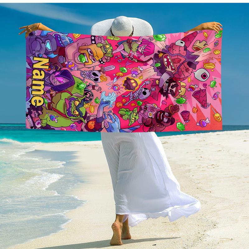 Custom Name Ultra-Soft Beach Towel with Clash Royale Theme,Ideal for Pool - Camping, Diving - Perfect Travel Essential, Vibrant Beach Towel.