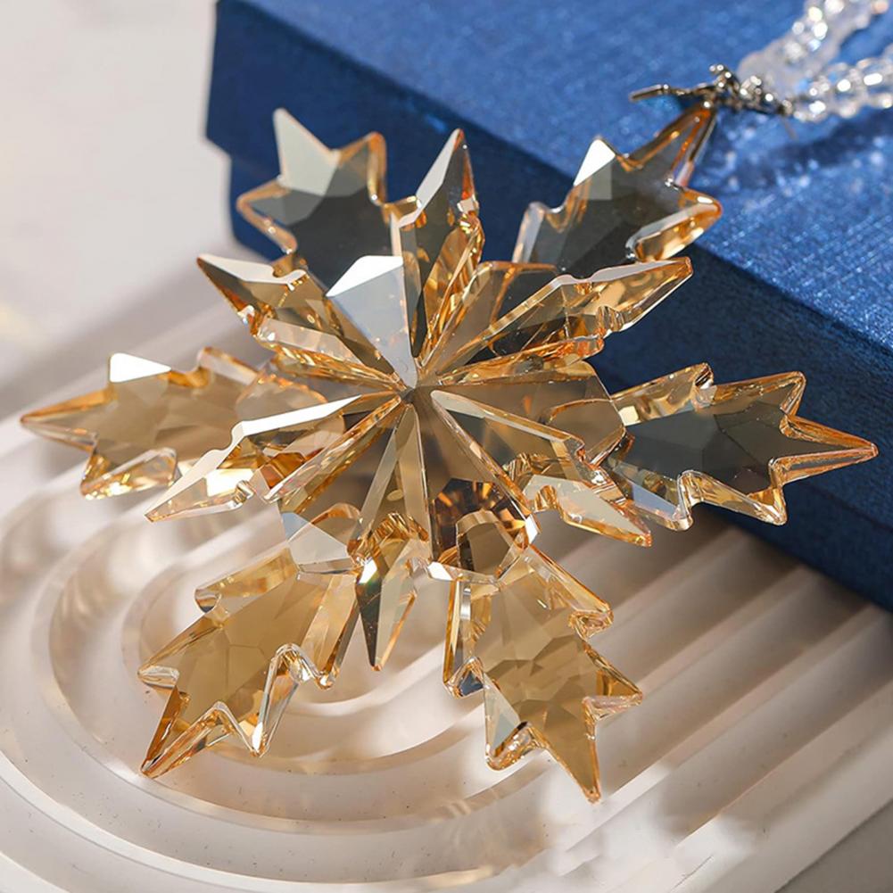 9.8cm Christmas Ornaments Clear Faceted Crystal Snowflake Pendant Acrylic Icicle Drop Transparent Hangings Christmas Tree Decor