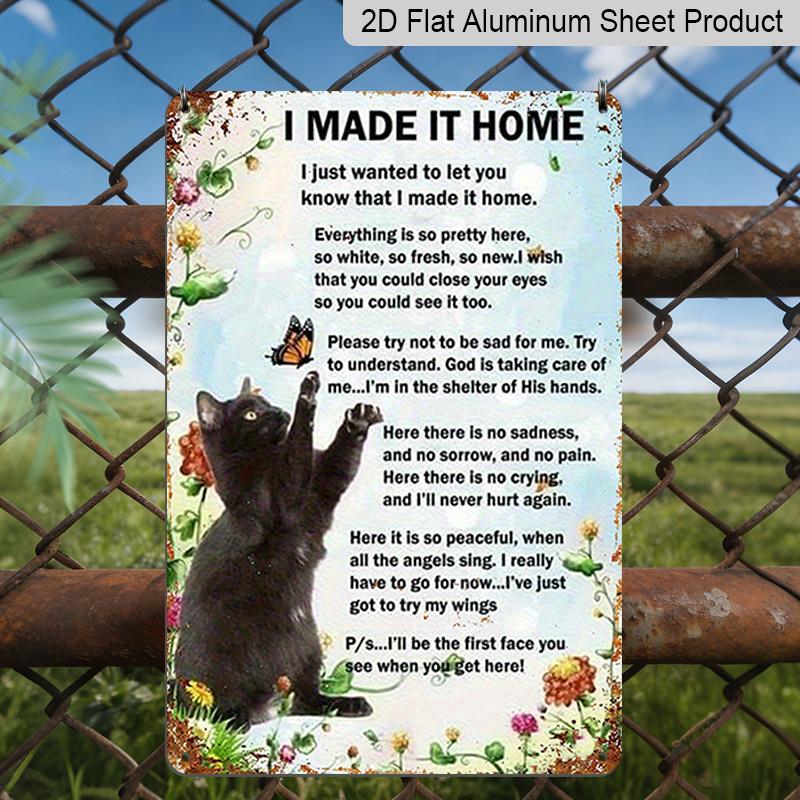

2D Flat, Decorative Sign and Plaque, Vintage Cat Aluminum Sign - 7.87*11.8 Inches, Heartfelt Poem with Black Cat and Floral Design, Home, Kitchen 20*30cm