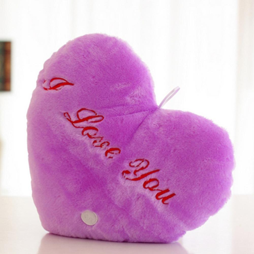 I LOVE U Heart Plush Pillow PP Cotton Stuffed Back Cushion Led Light Heart Pillow  Home Decorative