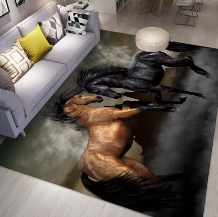 Luxurious Polyester Elegant Equestrian-Themed Area Mat Machine Washable, Durable & Stylish, for Living Room & Bedroom Rugs