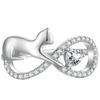 Zilveren Ring Oneindigheid Kat Ring R. 14