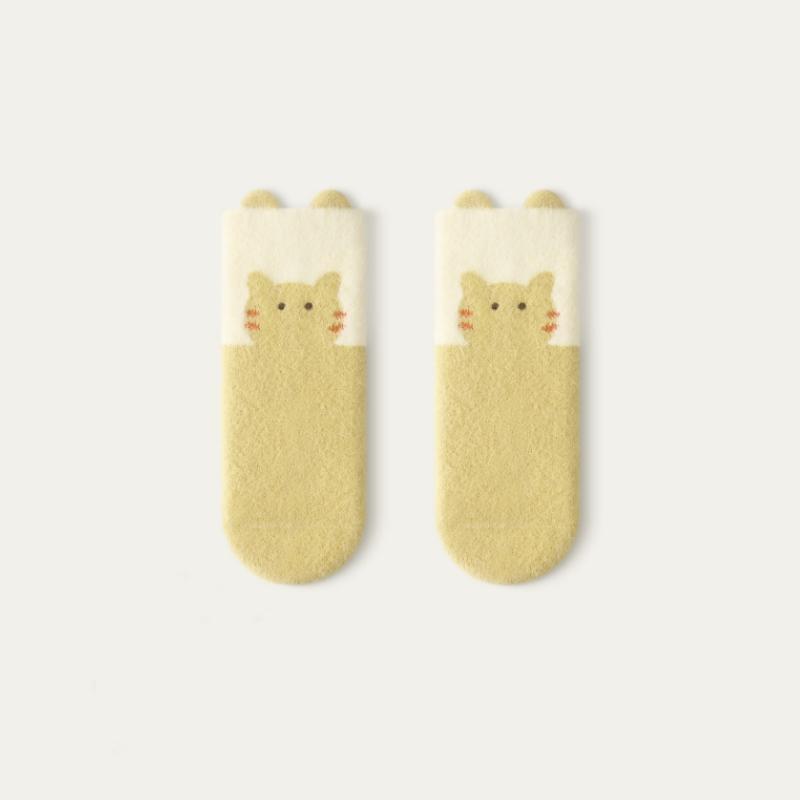 Baby Plush Sock Winter Warm Kids Middle Tube Socks for Girls Boys Thicken Velvet Anti-Cold Newborn Footwear Cute Cartoon Children Socks