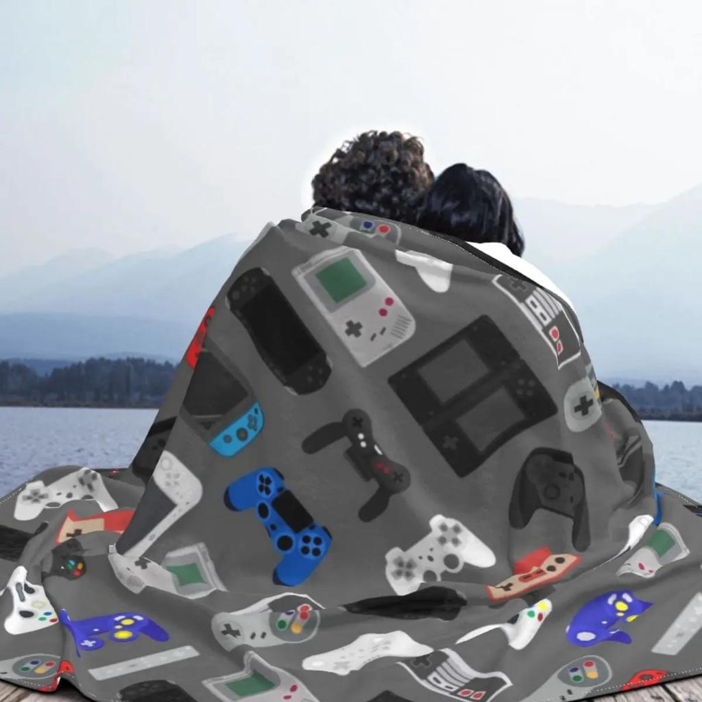 Video Game Controller Blanket Coral Fleece Plush Textile Decor Gameboy Multifunction Soft Throw Blankets Sofa Travel Bedspread