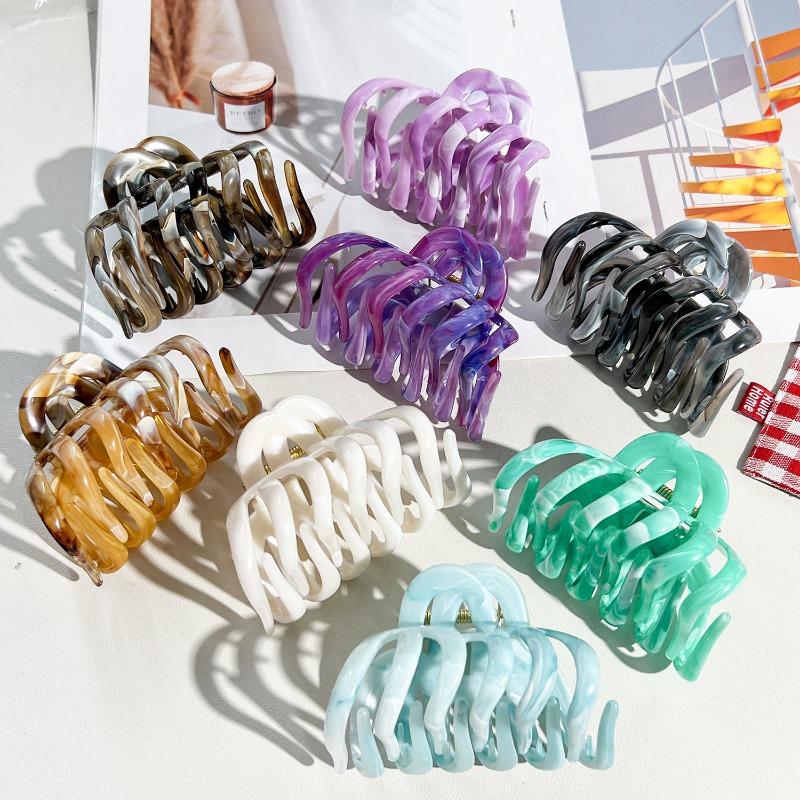 High-end Texture Marble Pumpkin Hair Clip Back of The Head Updo Shark Clip Grappling Clip Hair Accessory
