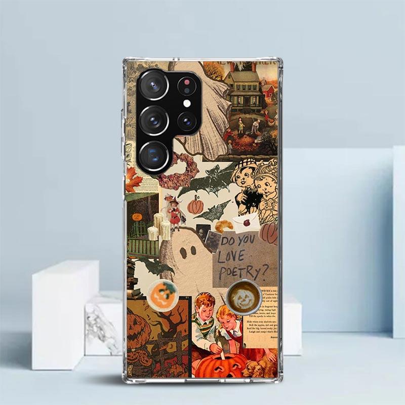 October Fall Halloween Spooky Pumpkin Phone Case For Samsung Galaxy S24 S25 Edge S26 Ultra S22 S23 Plus S21 + S20 FE Soft TPU Ba