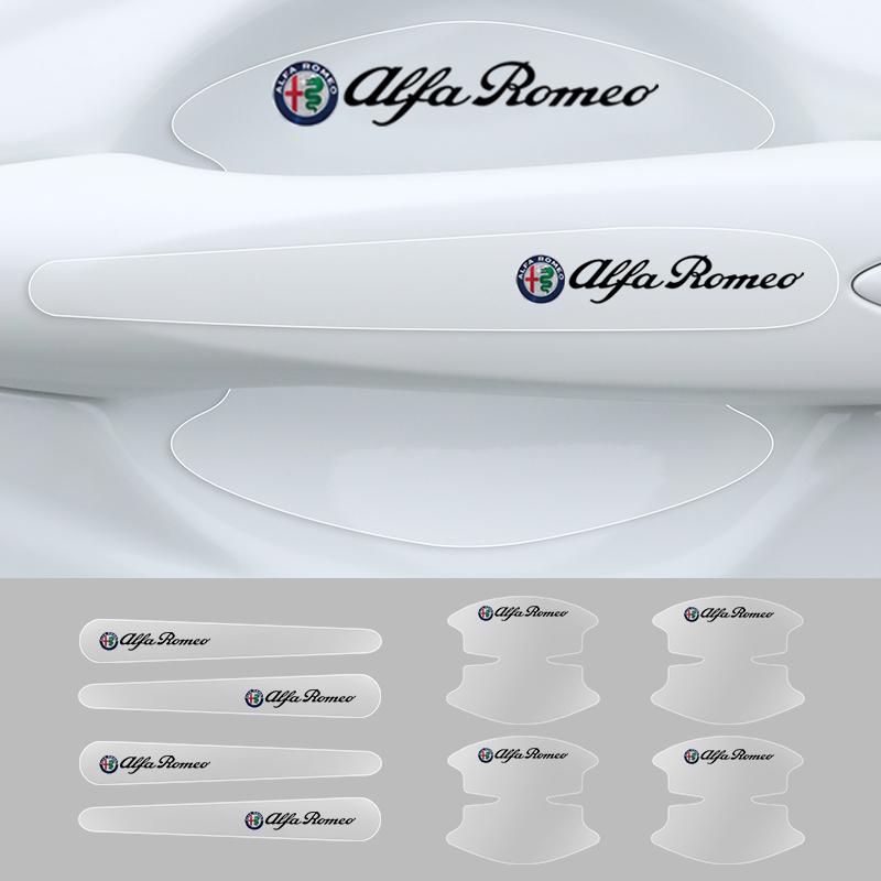 8Pcs Car Transparent Door Bowl Handle Protective Film Sticker For Alfa Romeo 159 Giulietta Giulia 147 Mito 156 Stelvio Volante