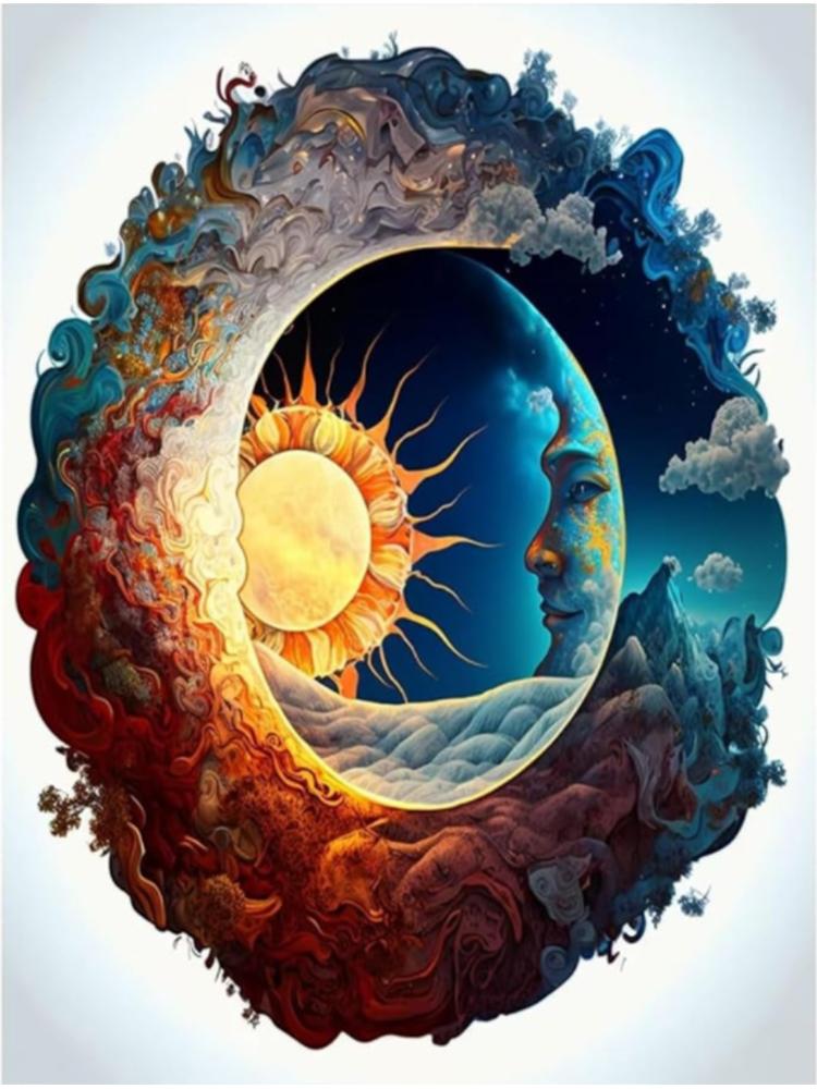 

5D DIY MosaicCelestial Sun And Moon Full Rhinestones Diamond Painting Cross Stitch Diamond Embroidery Decor Home Decoration Full Round 20x30CM