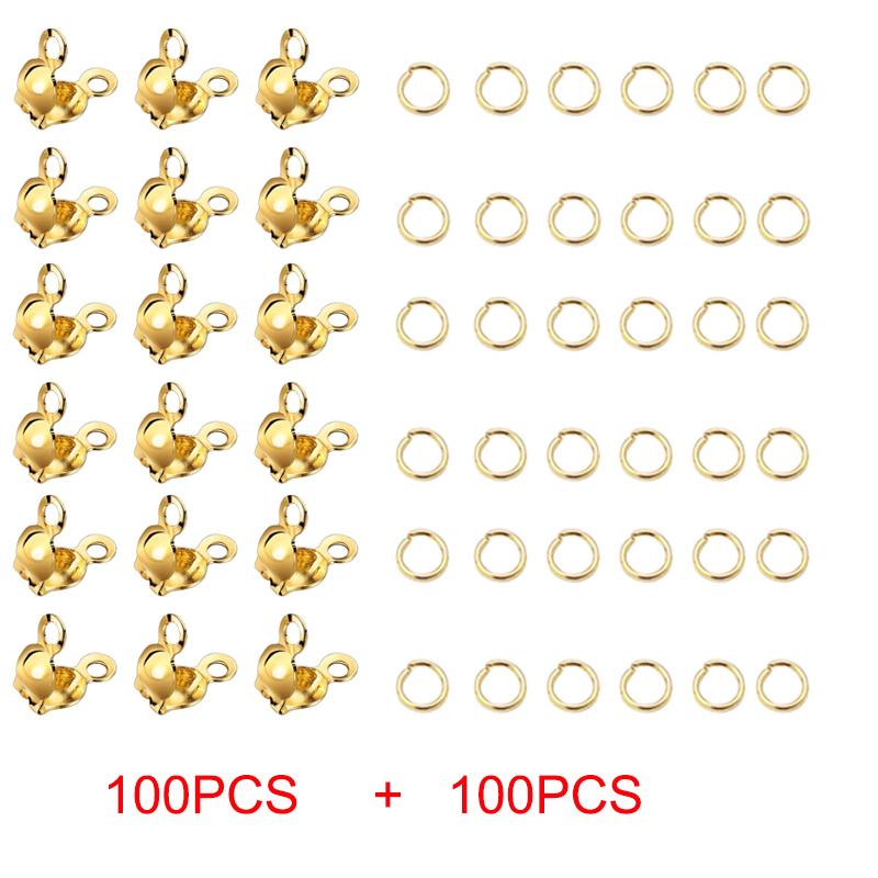 100pcs Double Hook/open Jump Ring Opening Bead Tip Knot Cap Silver Flip Cap Crimping End Cap End Cap Terminator Clamp End Tip for Jewelry Making