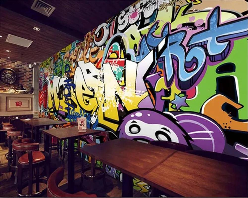 Photo Mural Retro Cartoon Graffiti 3d Wallpaper Dining Bar Background Room Decor Home Wallpaper For Walls