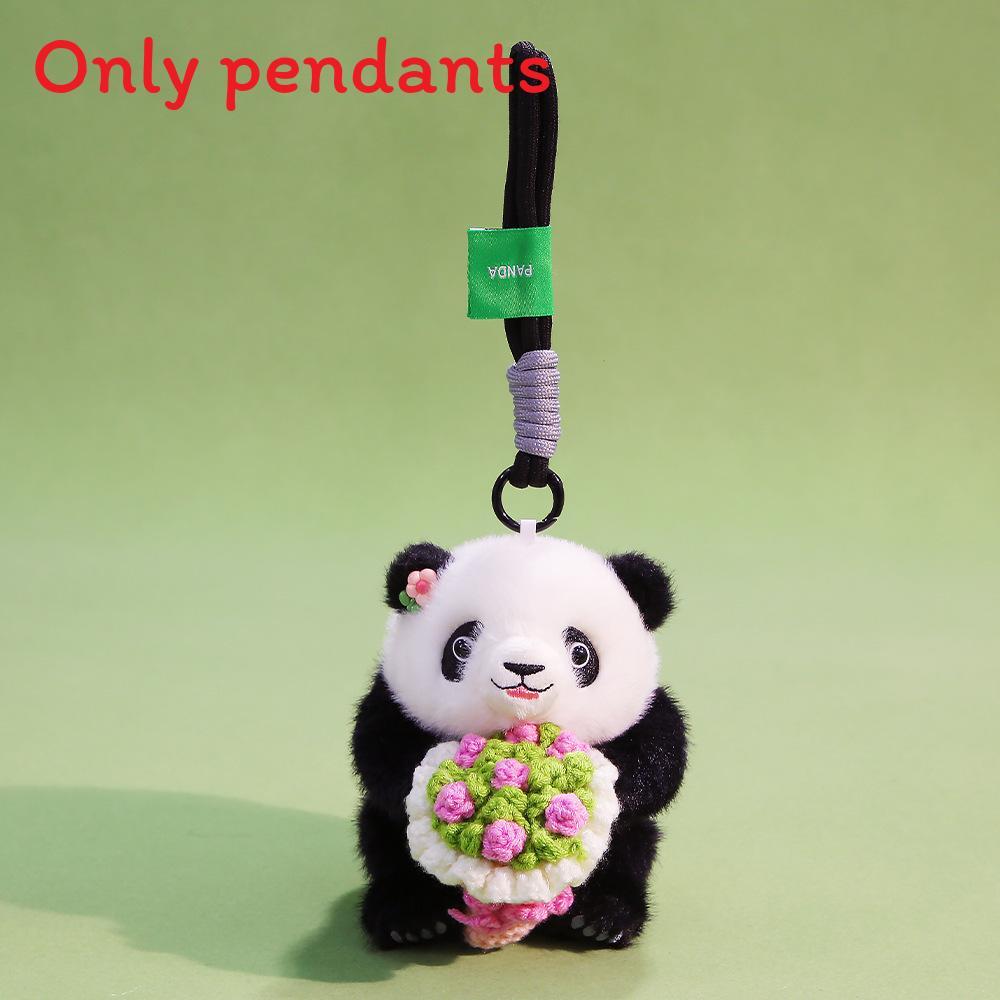Panda Soft Toy Keyring With Floral Design For Travel And Gifts Pink