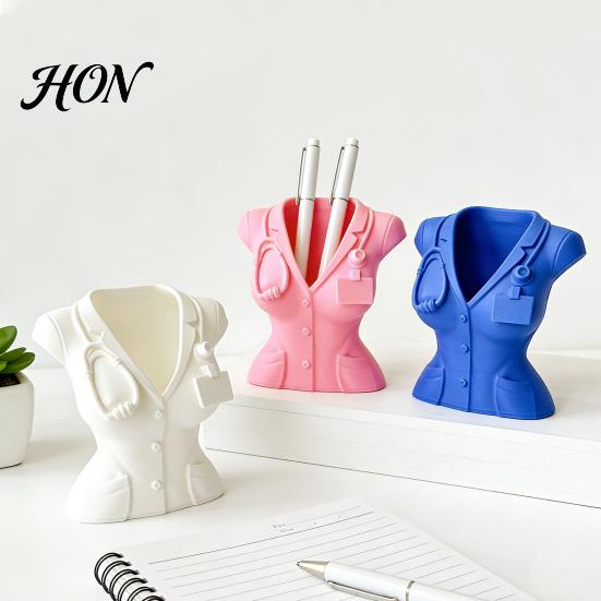 Nurse Pen Holder Uniform Holder, 3D Printed Medical Theme Desk Organizer for Pens Makeup Brushes Small Stationery, Decorative Gift Female Doctors