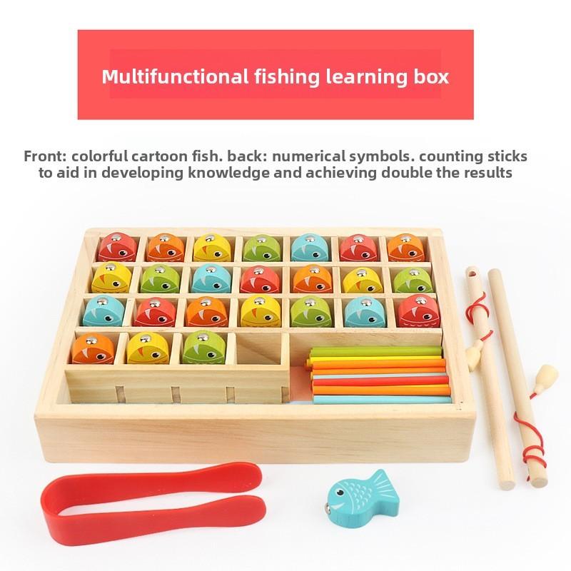 Educational Wooden Fishing Game For Children With Magnetic Fish Learning Puzzle For Kids
