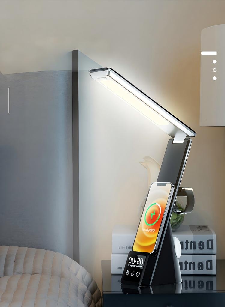 Wireless Charging Multi-functional Phone Stand with Lamp for Apple Watch and Headphones, 3-in-1 Wireless Charger