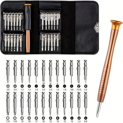 Conjunto Profissional de Mini Chaves de Fenda 25 em 1 com Estojo de Couro Chave de Fenda Phillips Eletrônica Portátil