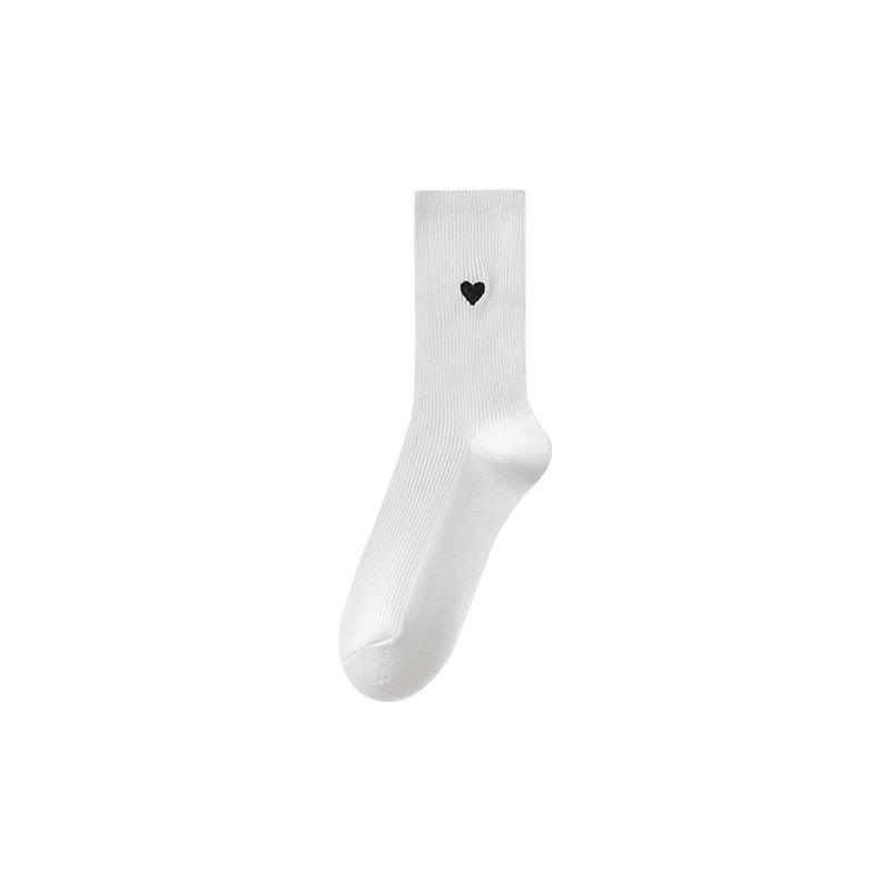 Women s White Cotton Mid-Calf Socks - Heart Pattern, Brown Slouch Style, Perfect with Birkenstock Shoes. белый