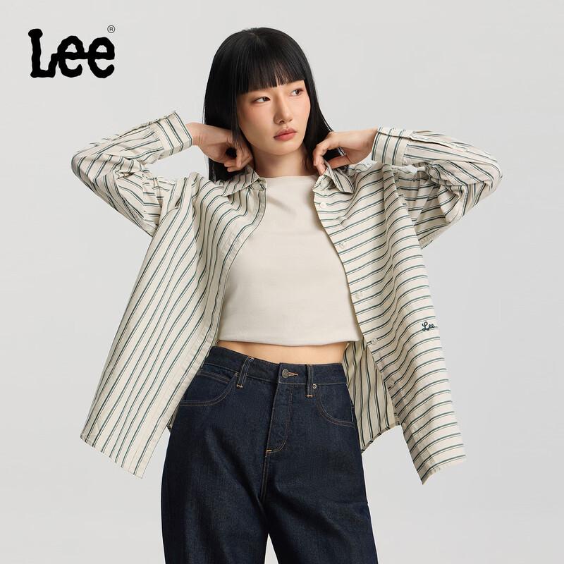 Lee Women s Loose Fit Striped Long Sleeve Shirt M