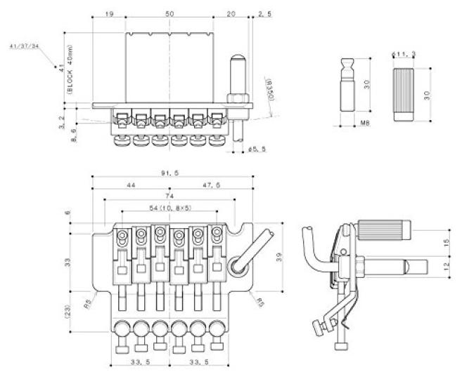 GOTOH Floyd Rose тип 40 мм хром GE1996TC тремоло, шаг 10,8 мм, блок, (PGE1996TC)