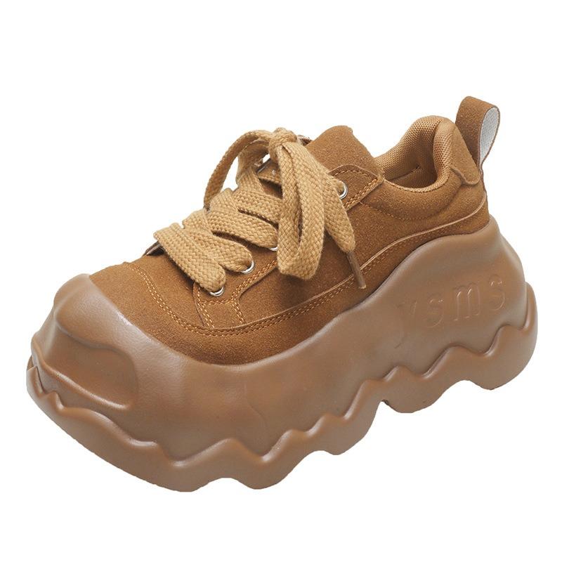 Daddy Shoes Women's Autumn and Winter New Maillard Retro Lace-up Casual Sports Shoes Platform Heightening Board Shoes