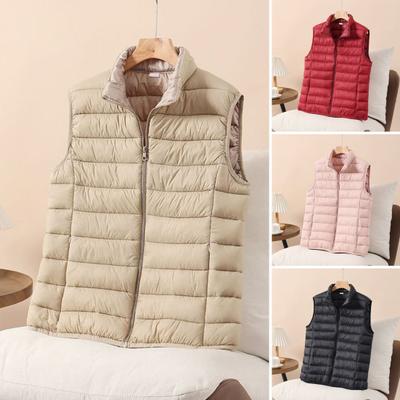 Puffer Vest for Women Slim Fit Lightweight Quilted Sleeveless Jacket Zip Up Stand Collar Padded Down Coat Winter Warm Outerwear