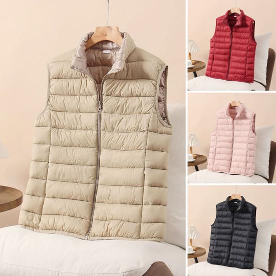 Puffer Vest for Women Slim Fit Lightweight Quilted Sleeveless Jacket Zip Up Stand Collar Padded Down Coat Winter Warm Outerwear