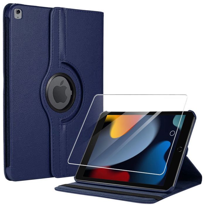 Case + Tempered Glass - BOOLING - for iPad 10.2" - 360° Rotating - Navy Blue - Optimal Protection