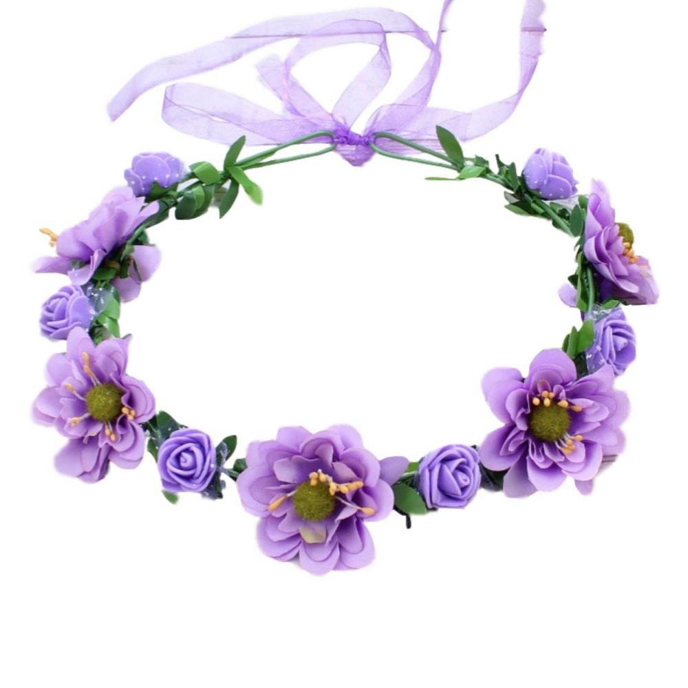 

Hand Woven Flower Crown Adjustable Ribbon Vintage Elegant Flowers Headband Silk Rose Flower Hair Loop Bridal Accessories