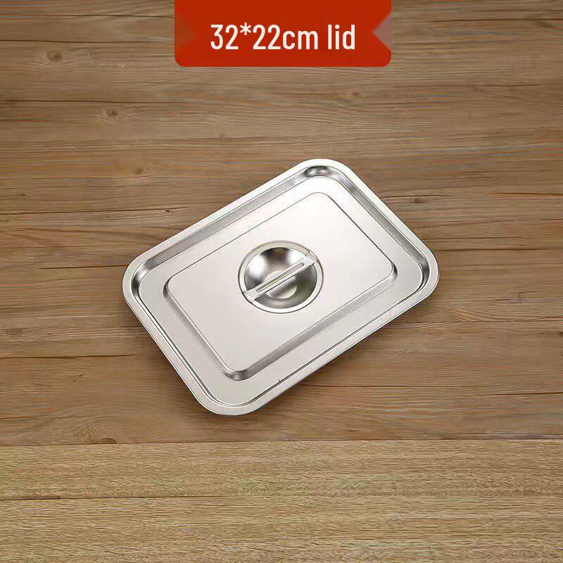 304 Stainless Steel Rectangular Basin with Lid - Deep Tray for Fast Food Buffet