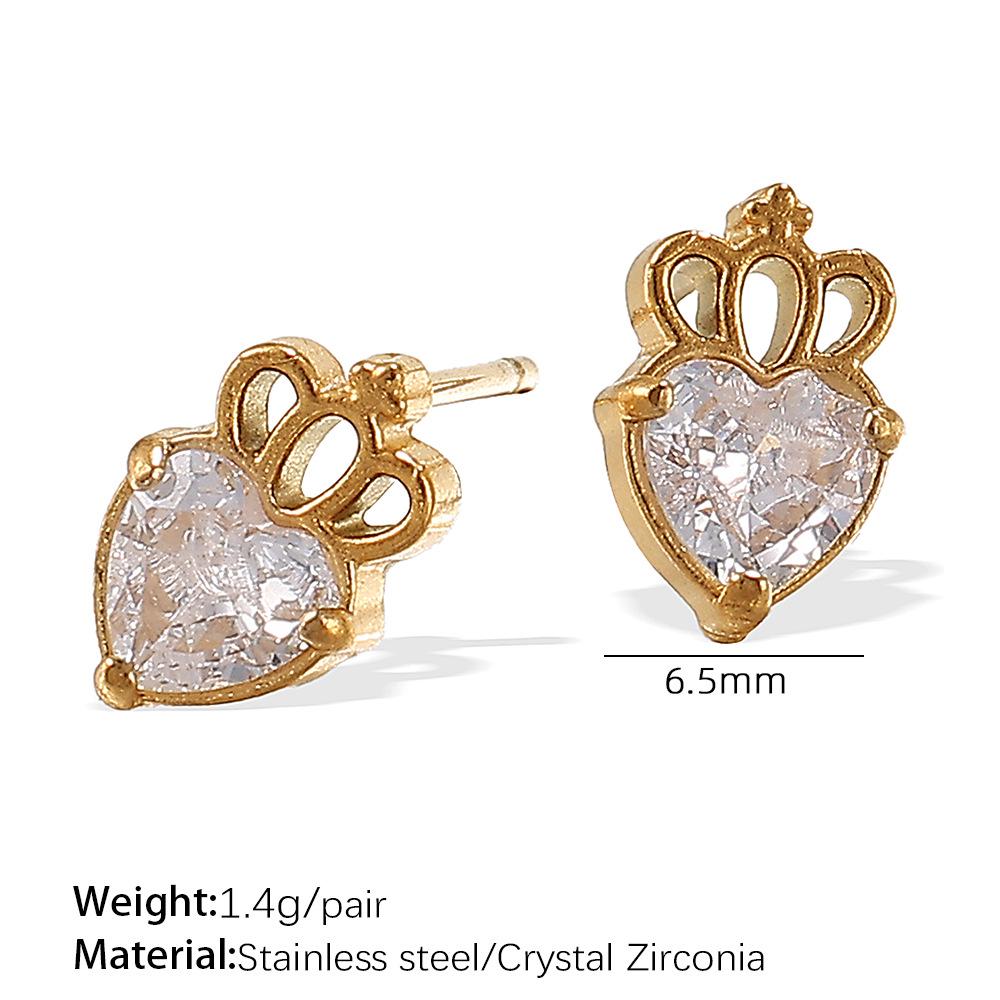 Stainless Steel Sequin Moon Crown Earrings for Women - Luxurious & Stylish Ear Studs