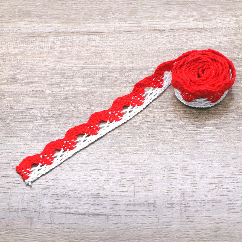 White Lace Trim with Colored Cotton Edges for DIY Decorative Tablecloths, Curtains, and Sofas