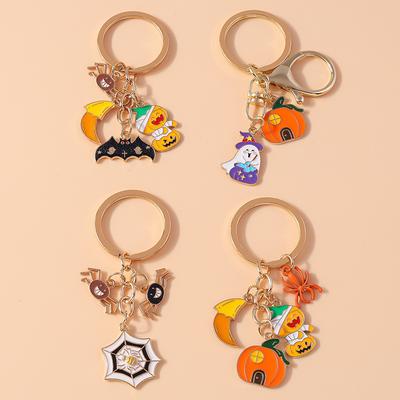 Nieuwe Email Halloween Pompoen Sleutelhanger Vleermuis Spook Sleutelhangers Hangers voor Autosleutelhouder Handtas Decoratie DIY Handgemaakte Sieraden Cadeaus