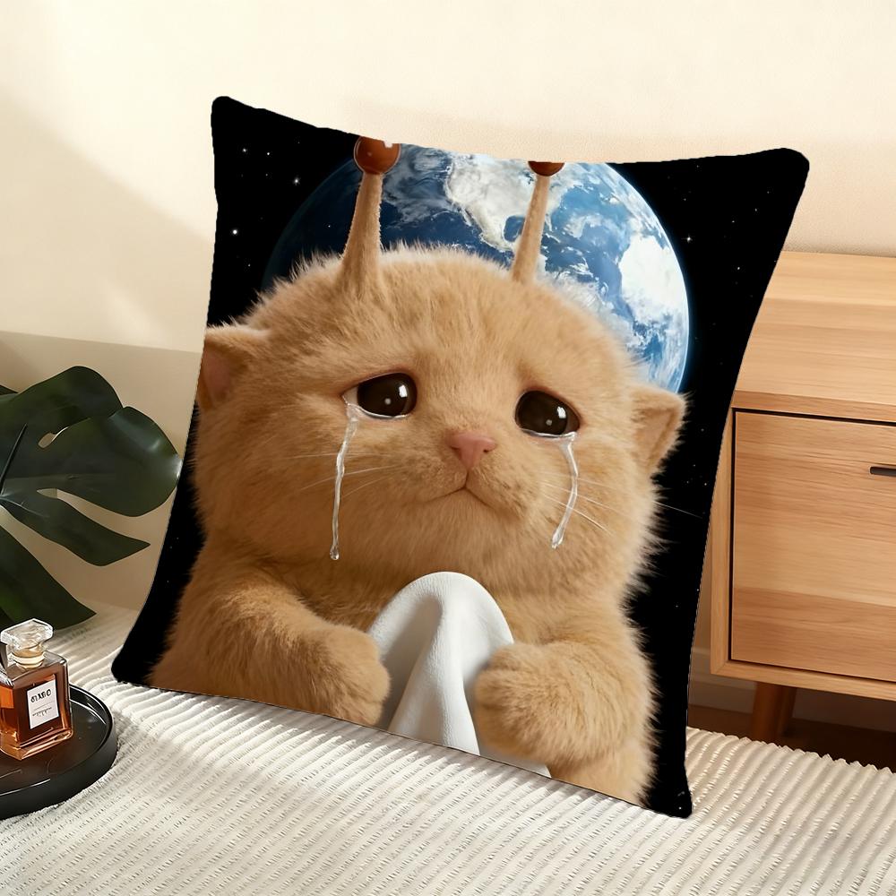 Cute Cat Cushion Cover Soft Short Plush Pillow Cover Smooth Cozy Texture Aesthetic Cushion Case Home Decor