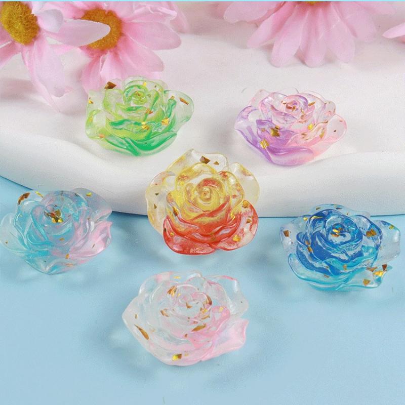 12pcs Mix Colors Cute Resin Rose Flowers Flatback Cabochon DIY Jewelry Making Decoration Embellishment Accessories