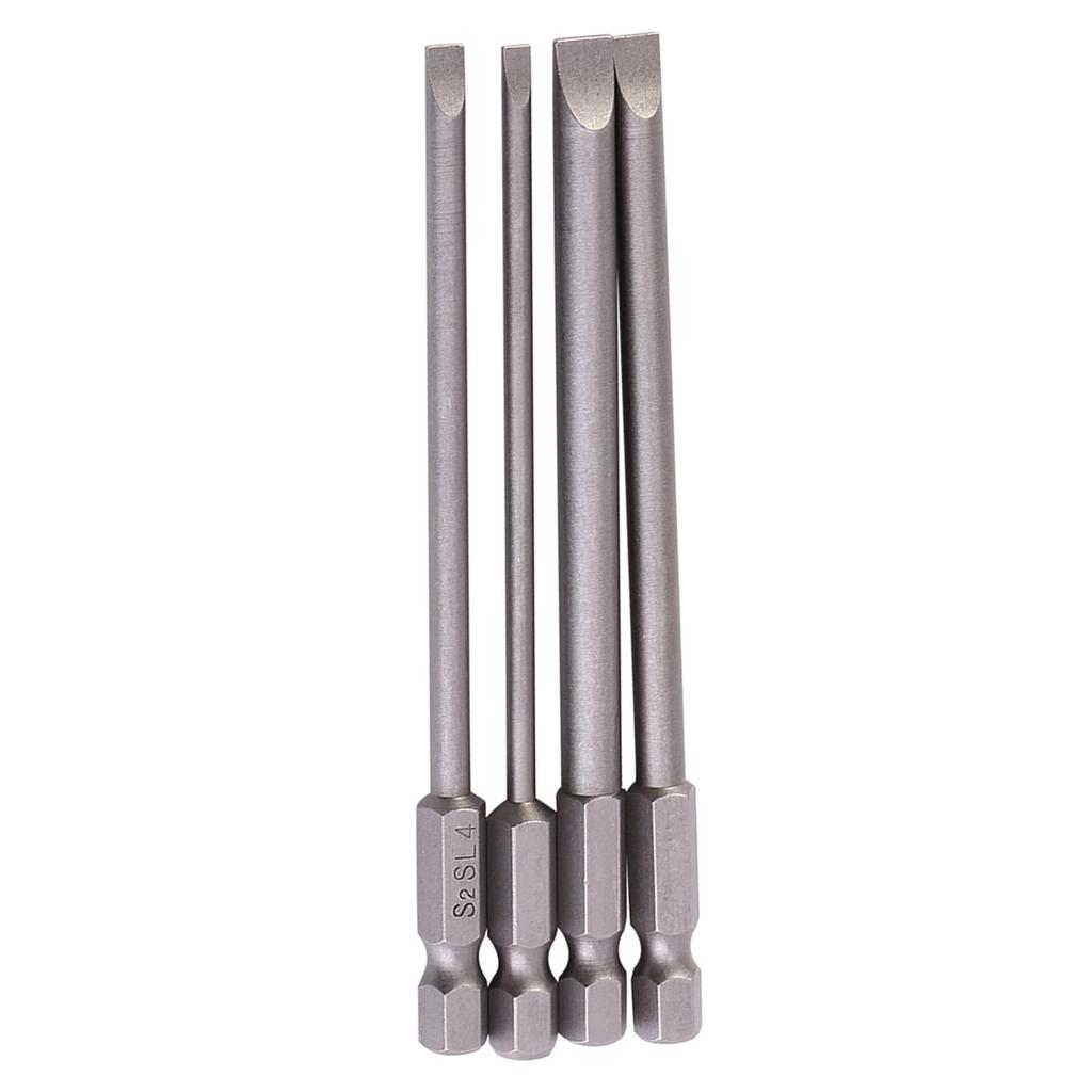 4 Stück 100mm S2 Legierter Stahl 1 4 Sechskantschaft 3mm 6mm Magnetische Schlitzschraubendreher-Bits