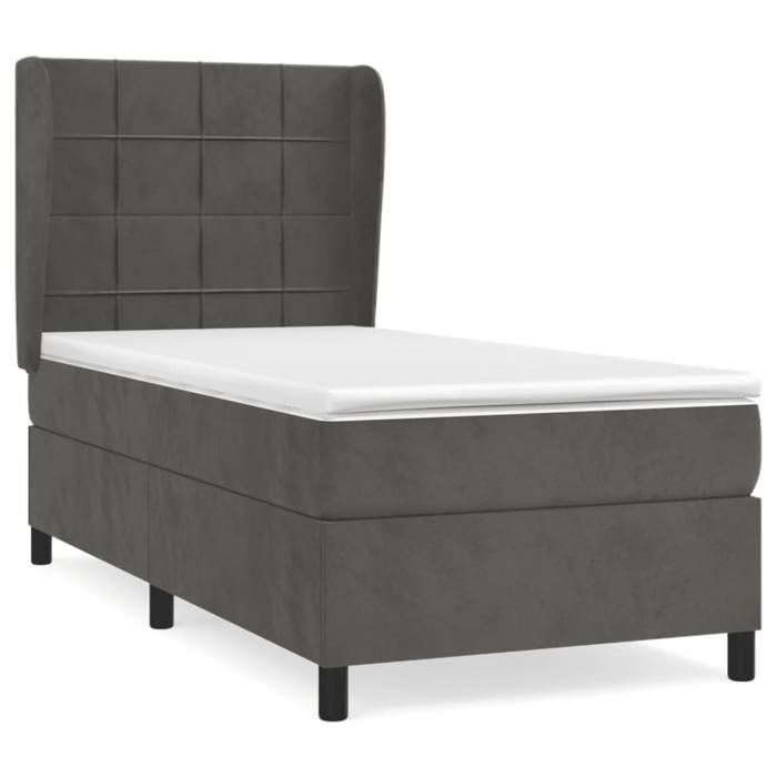 3129196 vidaXL Divan Bed with Mattress Dark Grey 100x200 Cm