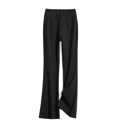 Slimming Ceiling Black Capri Pants Suit Wide-Leg Straight Micro Flared Pants Plus Size Stretch Slim-Fit Long Pants for Women