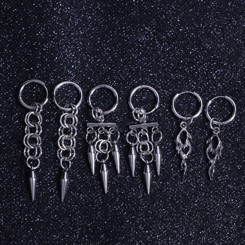 Gothic Punk Edelstahl Spike Creolen Anhänger Für Unisex Y2K Kette Quaste Hängeohrringe