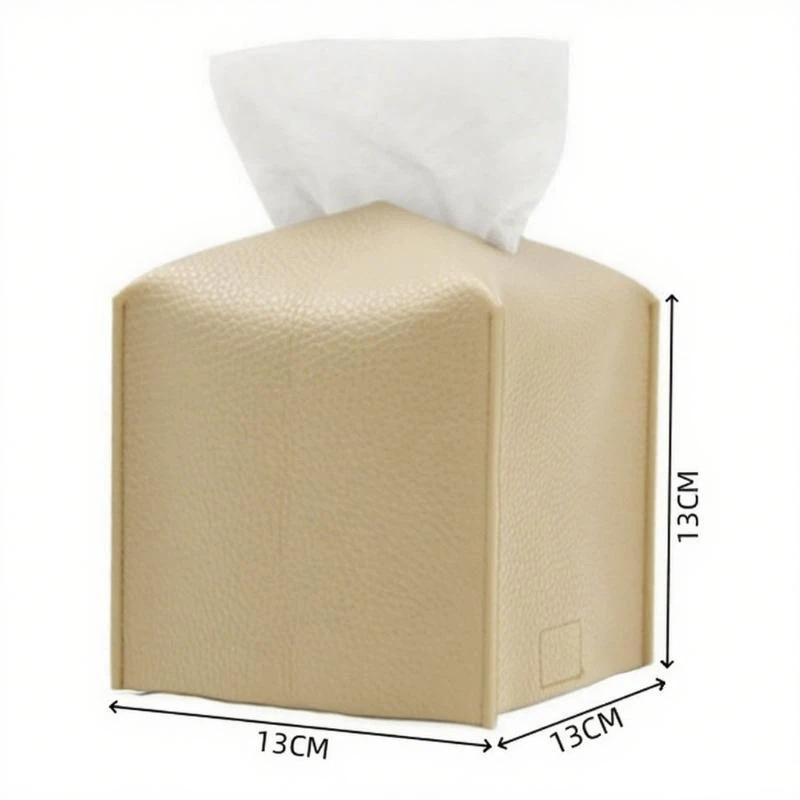 Square PU Leather Tissue Box Holder Modern Decorative Waterproof Organizer for Home End Table Office Countertop Car RV